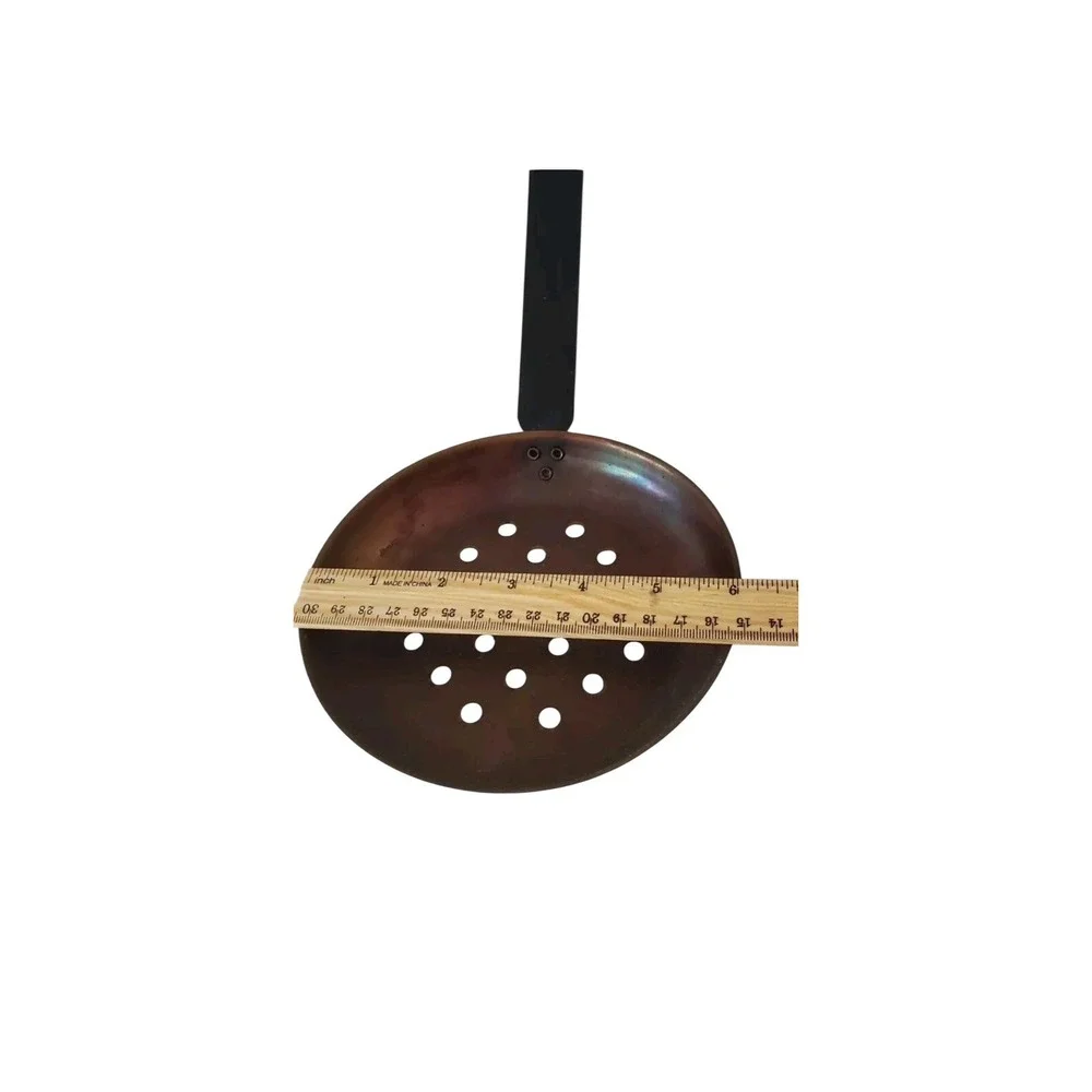 3‎ Vintage Copper & Brass Primitive Hanging Long Handle Skillet Dipper Strainer